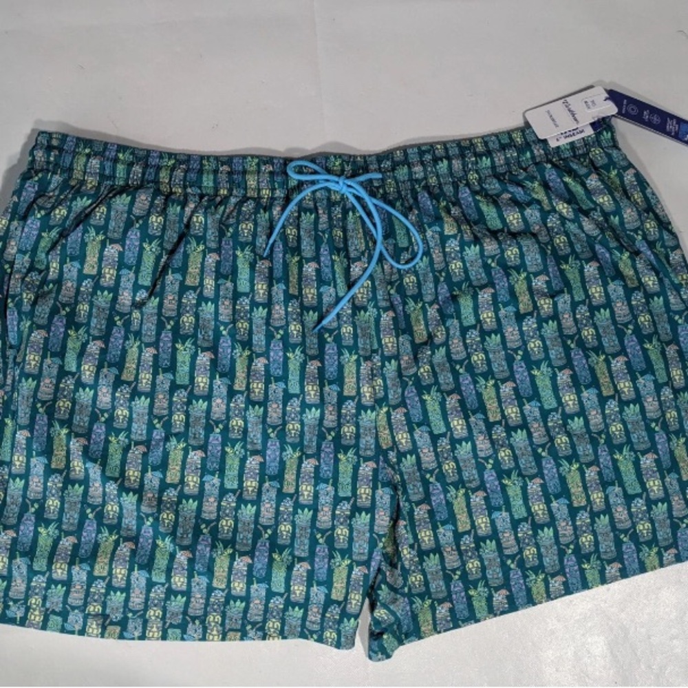 NEW 4XB Big Mens Roundtree & Yorke Caribbean Swim Trunks QuickDry 6"I TikiGreen